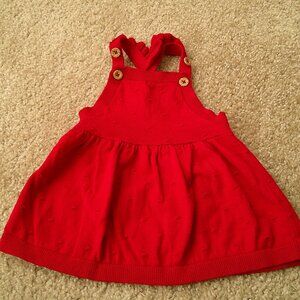 Carters Girls Red Cotton Dress Popcorn Light Weight Size 3M